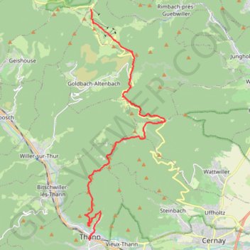 Trace GPS Traversée des Vosges - Du Grand Ballon à Thann, itinéraire, parcours