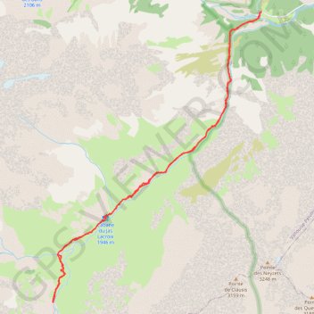 Trace GPS Vallouise - Pelvoux, vers l'Aulp Martin, itinéraire, parcours