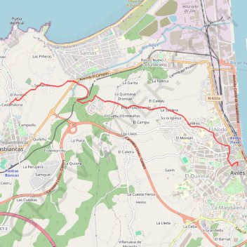 Trace GPS Avilés - La Castañalona, itinéraire, parcours