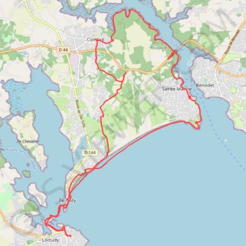 Trace GPS Boucle au départ de Loctudy via Sainte-Marine, itinéraire, parcours