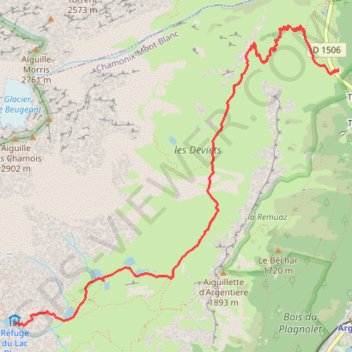 Trace GPS Lac Blanc par les Lacs des Chéserys et le Col des Montets, itinéraire, parcours