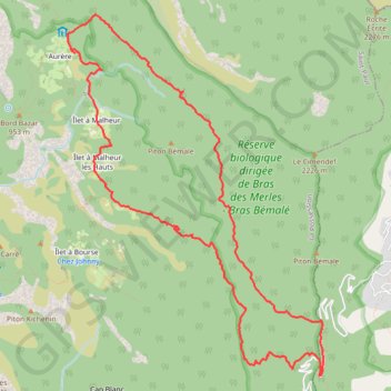 Trace GPS Aurère par Sentier Augustave, itinéraire, parcours