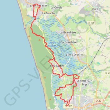 Trace GPS 220105 VTT Brem - Les olonnes, itinéraire, parcours