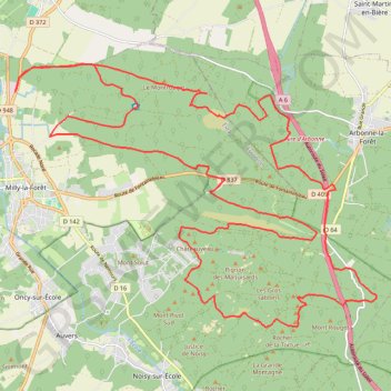 Trace GPS Boucle depuis Milly-la-Forêt, itinéraire, parcours