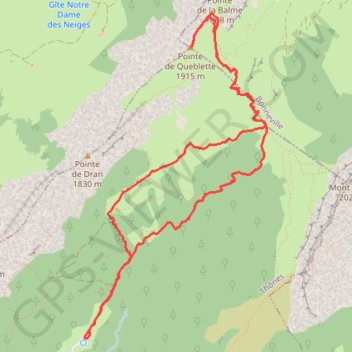 Trace GPS Pointe de Quebelette, itinéraire, parcours