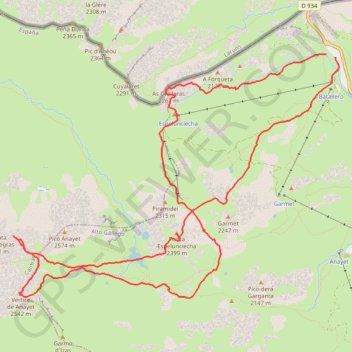 Trace GPS Punta del Garmo (Vertice de Anayet) en circuit depuis le Portalet, itinéraire, parcours