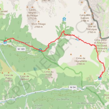 Trace GPS Gite du Boréon - La Madone de Fenestre (Traversée du Mercantour), itinéraire, parcours