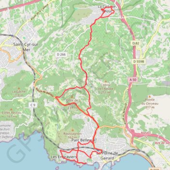 Trace GPS La Cadière Bandol, itinéraire, parcours