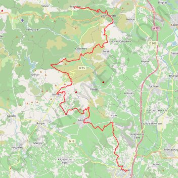Trace GPS V2 - Mourèze (les hauts de Mourèze) -Pézenas, itinéraire, parcours