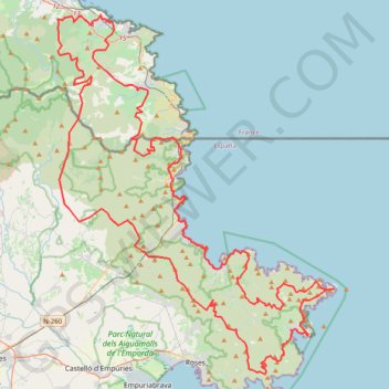 Trace GPS Collioure Cadaqués en boucle, itinéraire, parcours
