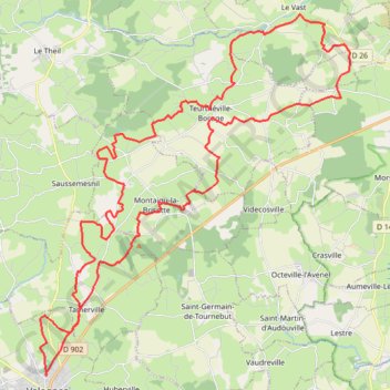 Trace GPS La JCM - Valognes, itinéraire, parcours