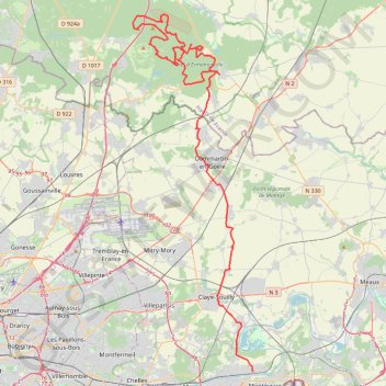 Trace GPS Foret d'Ermenonville depuis Dampmart, itinéraire, parcours