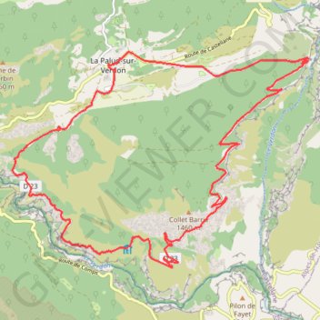 Trace GPS La Palud-sur-Verdon - Crêtes, itinéraire, parcours