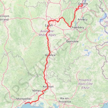 Trace GPS Via Rhôna, itinéraire, parcours