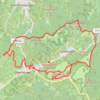 Trace GPS Kaiserstuhl, Badberg, itinéraire, parcours