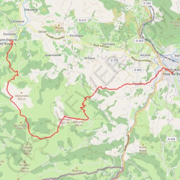 Trace GPS De Saint-Étienne-de-Baïgorry à Saint-Jean-Pied-de-Port, itinéraire, parcours