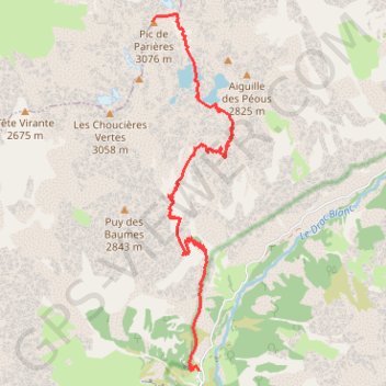 Trace GPS Pic de Parières, itinéraire, parcours