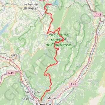 Trace GPS Chartreuse Grenoble-Aiguebelette, itinéraire, parcours