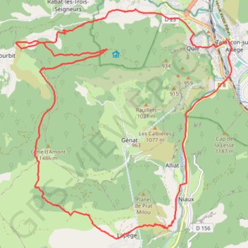 Trace GPS Col de Lastrix - Tarascon-sur-Ariège, itinéraire, parcours