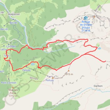Trace GPS L'Aiguille de Darbon depuis la Fétiuère, itinéraire, parcours