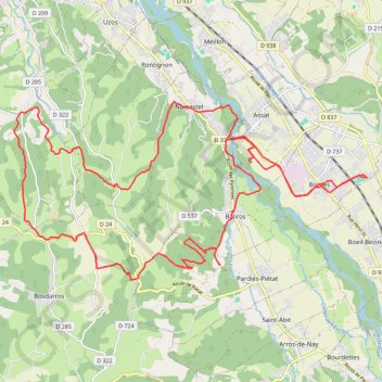 Trace GPS Bordes-Bosdarros-Narcastet, itinéraire, parcours